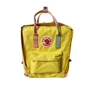 FjallRaven Kanken Backpack Yellow Multicolored Straps